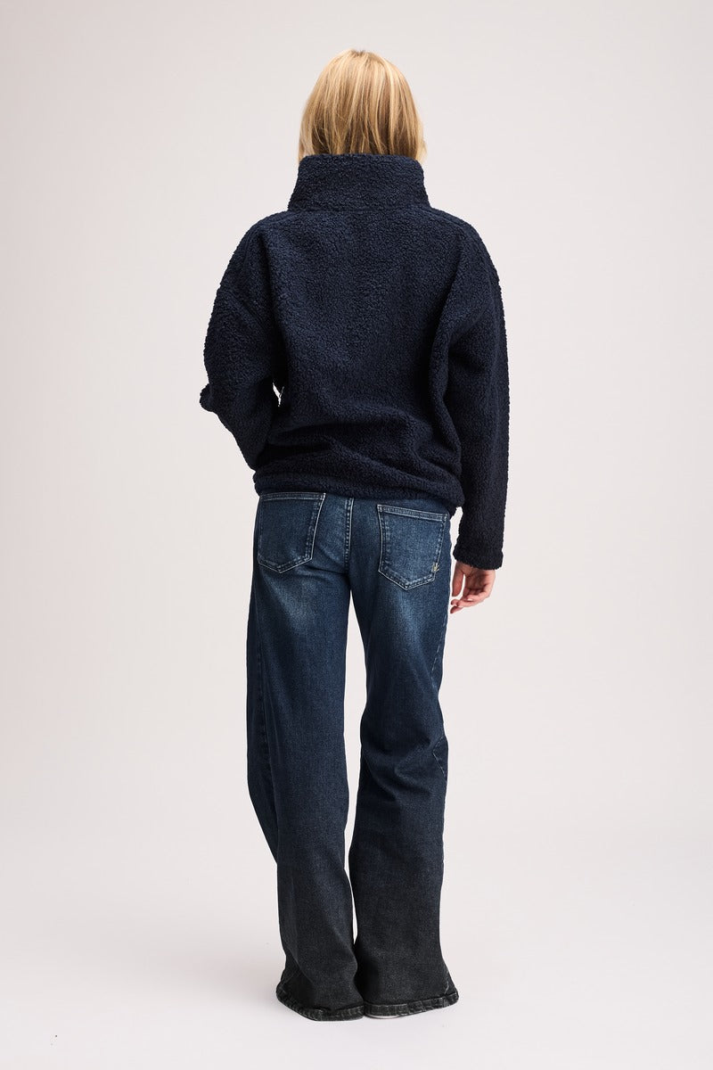 Plush Fleece High Neck Navy