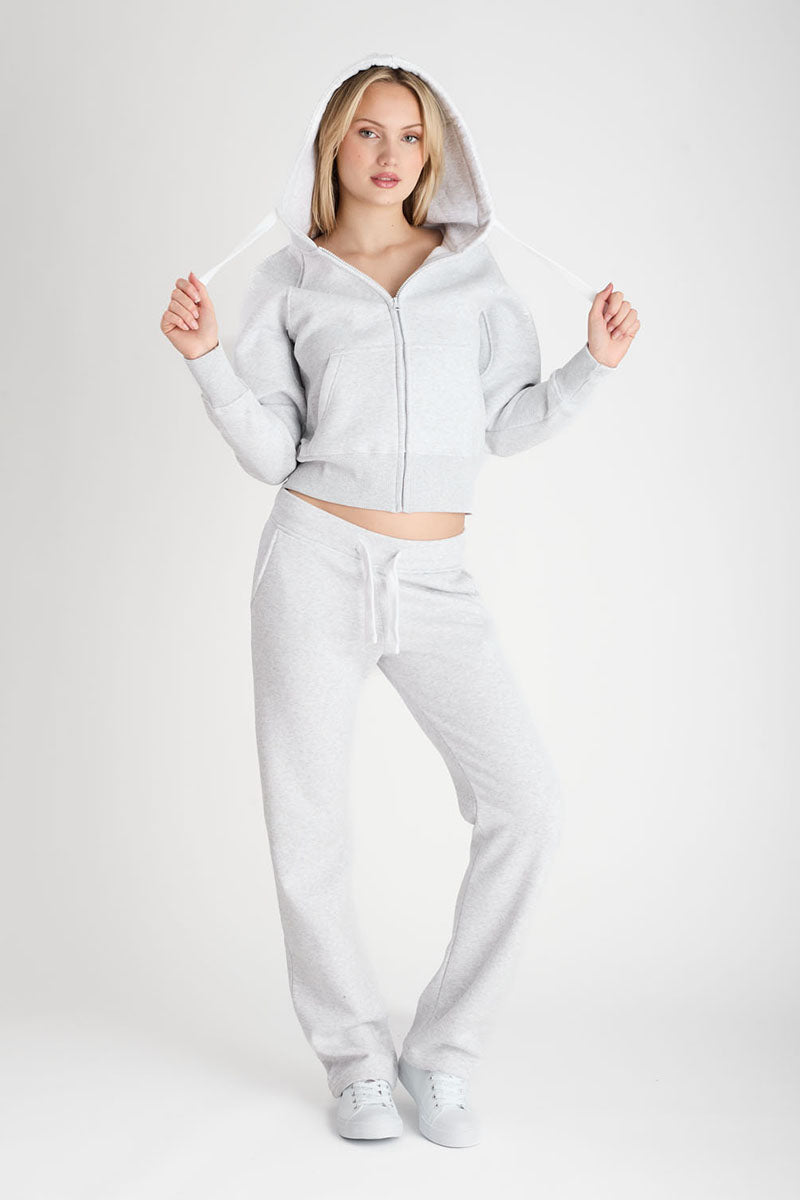 Hoodzip Girl Cropped Light Grey