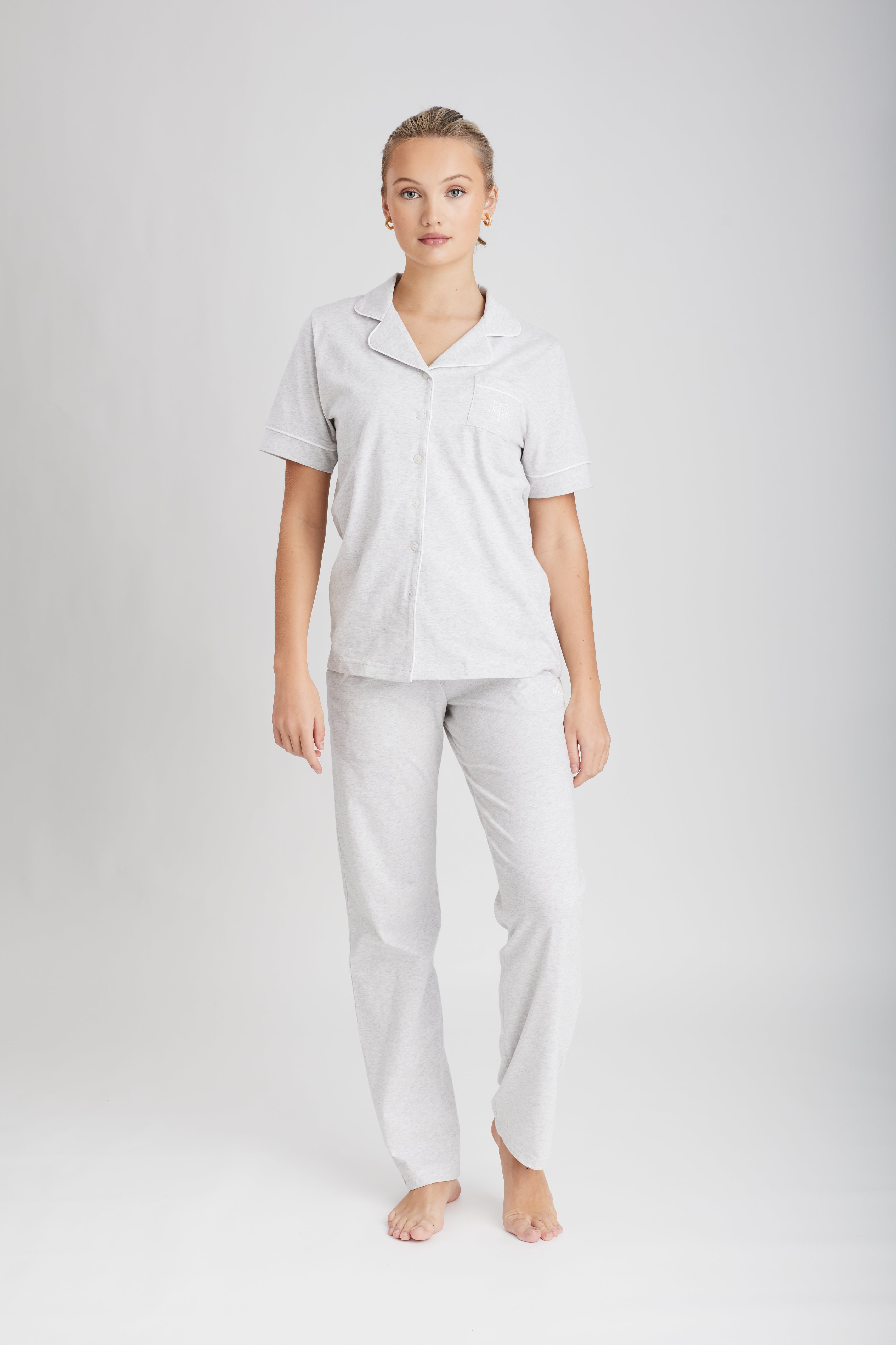 Easy hours sett: Skjorte + pysjamasbukse + sleep mask - Light grey