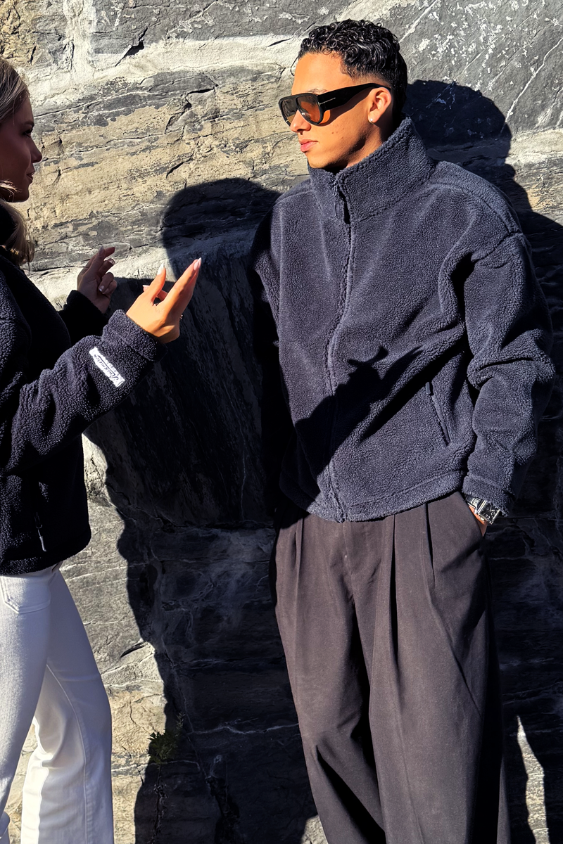 Plush Fleece High Neck Navy