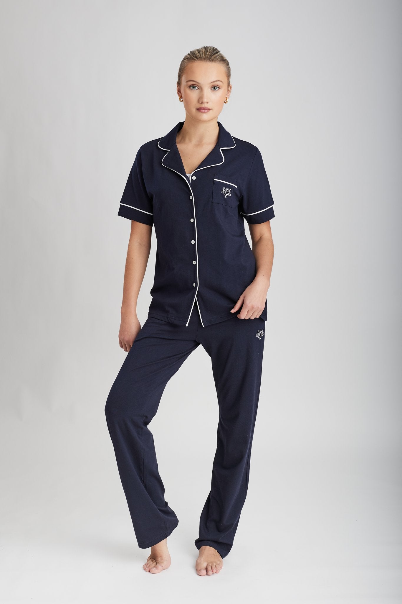 Easy hours sett: Skjorte + pysjamasbukse + sleep mask - Navy