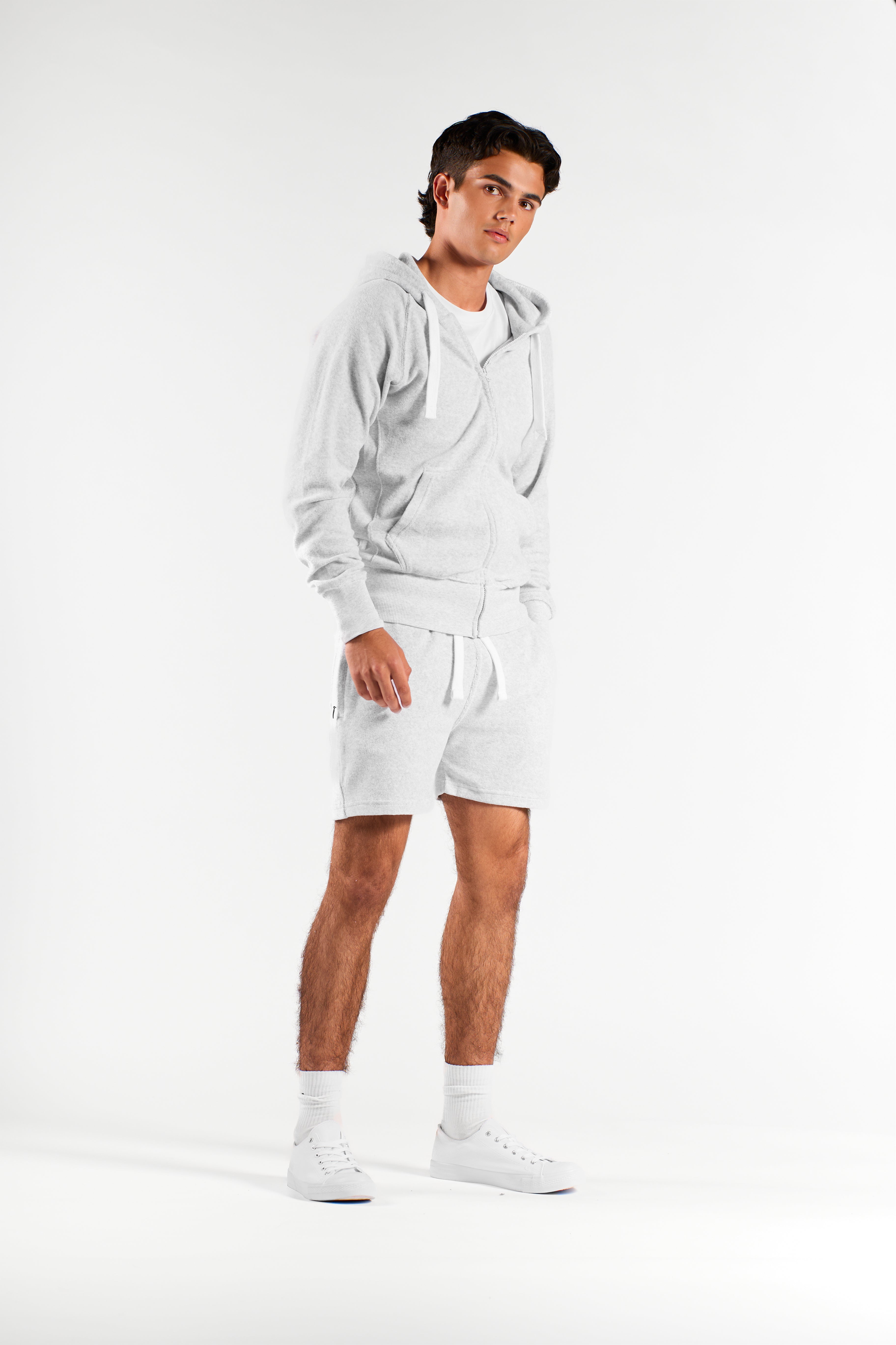 Hoodzip Unisex Terry Light Grey