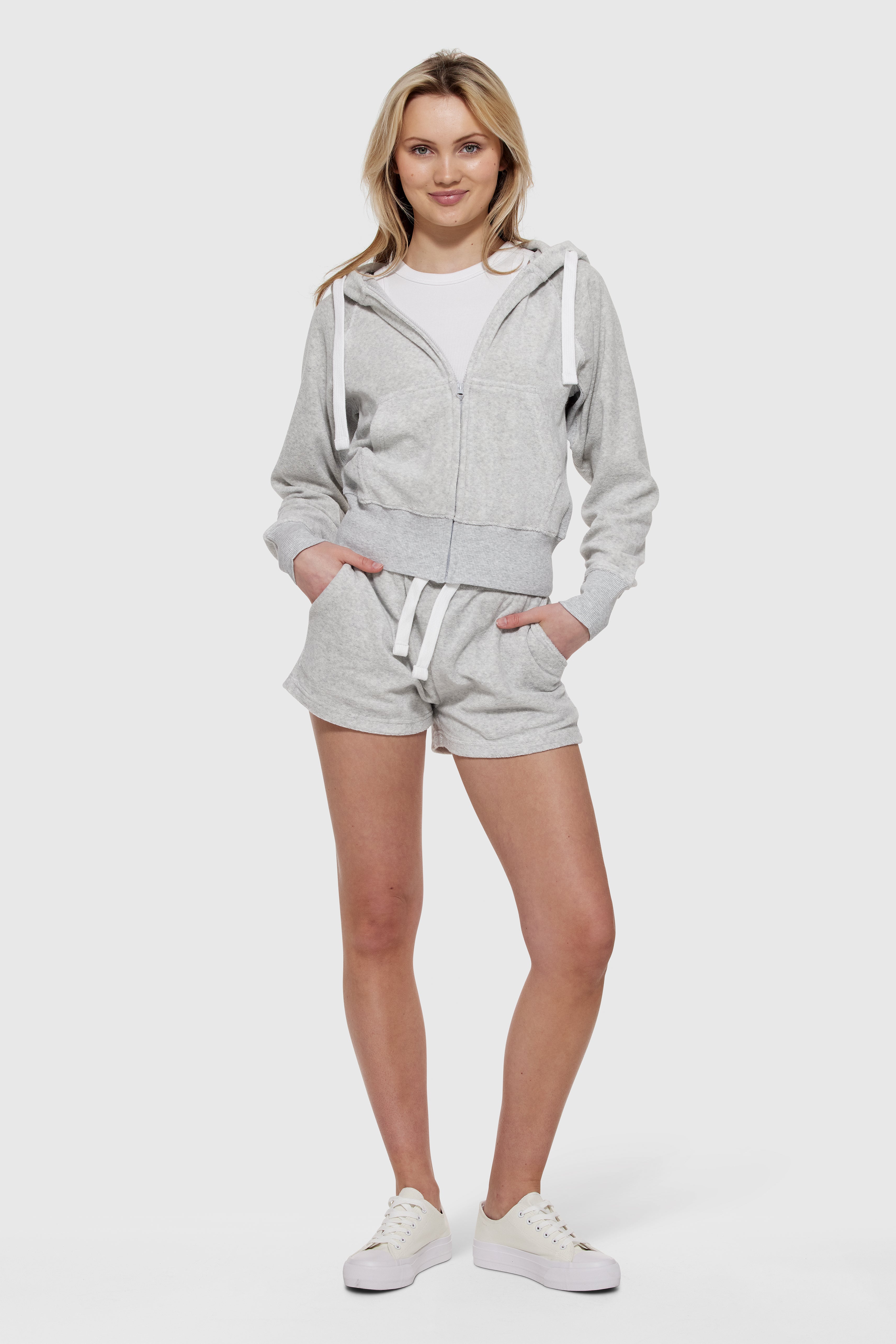 Hoodzip Girl Terry Light Grey