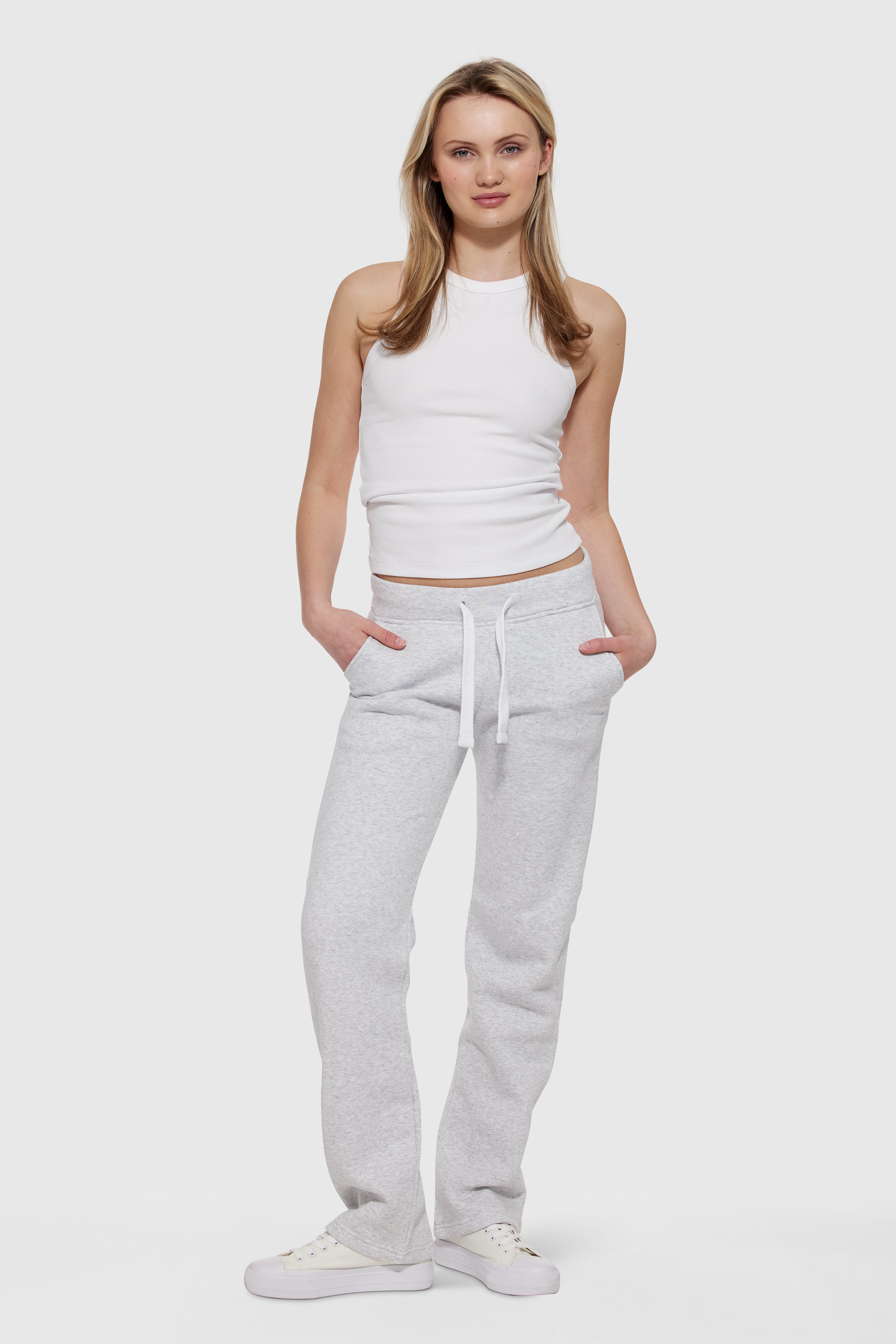 Sweatpant Jente Straight Leg Long Edition Light grey