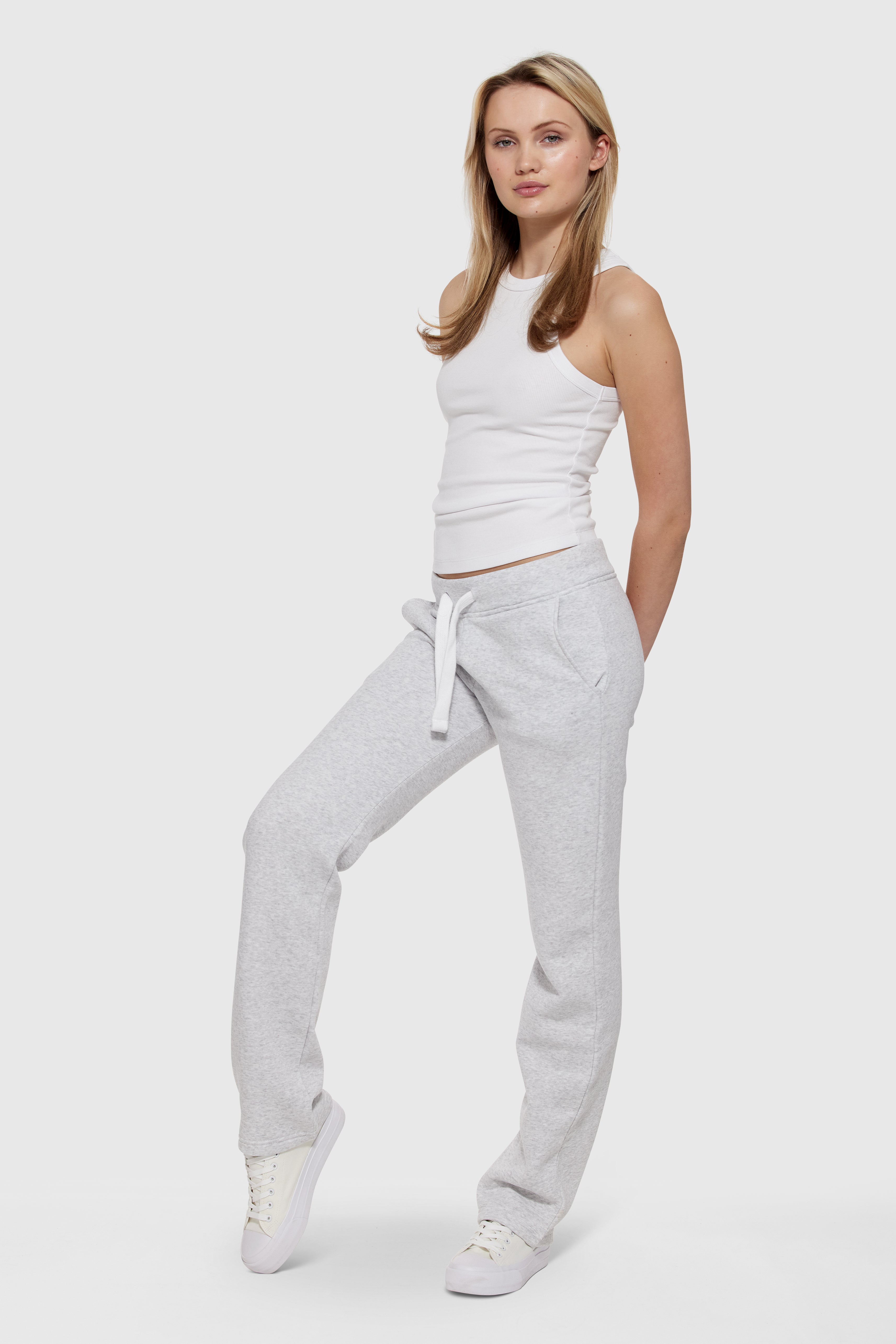 Sweatpant Jente Straight Leg Long Edition Light grey