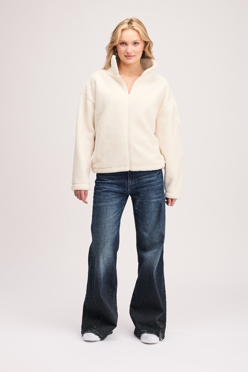 Plush Fleece High Neck Offwhite