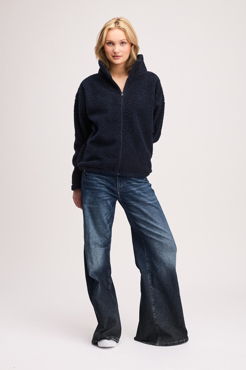 Plush Fleece High Neck Navy