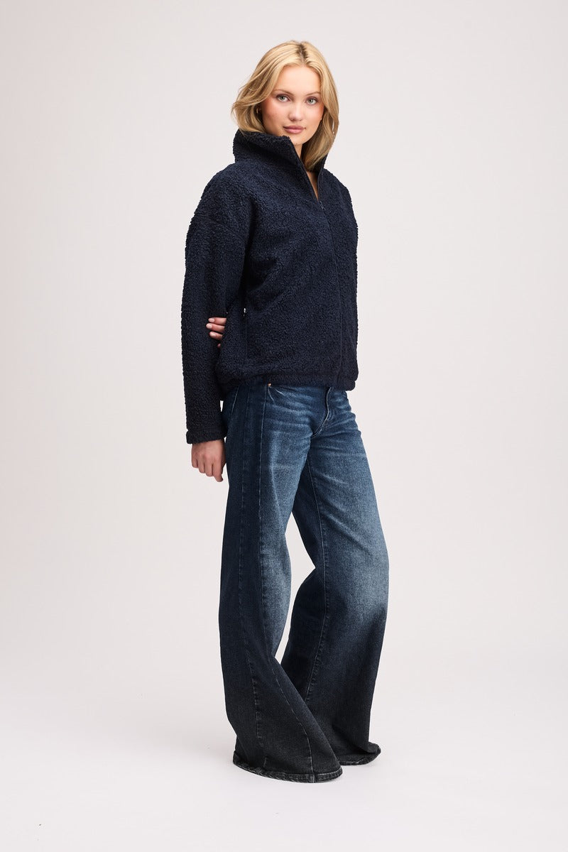 Plush Fleece High Neck Navy