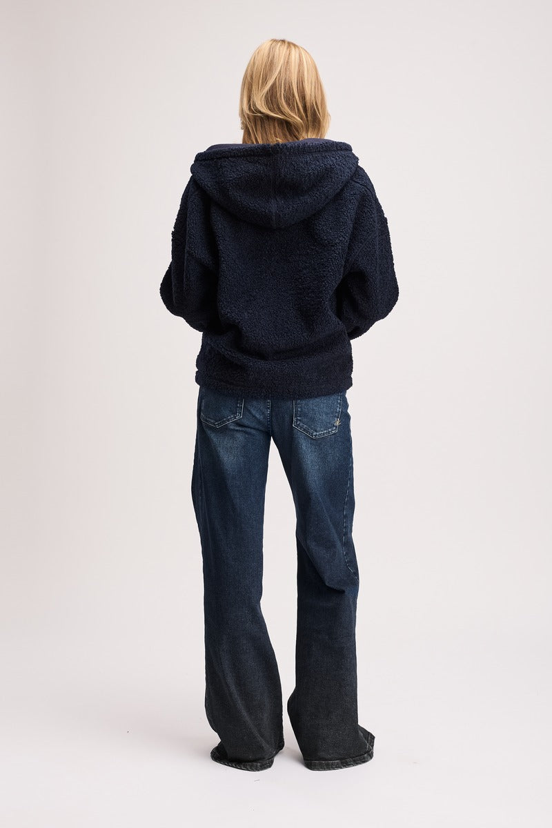 Plush Fleece Hoodie Navy