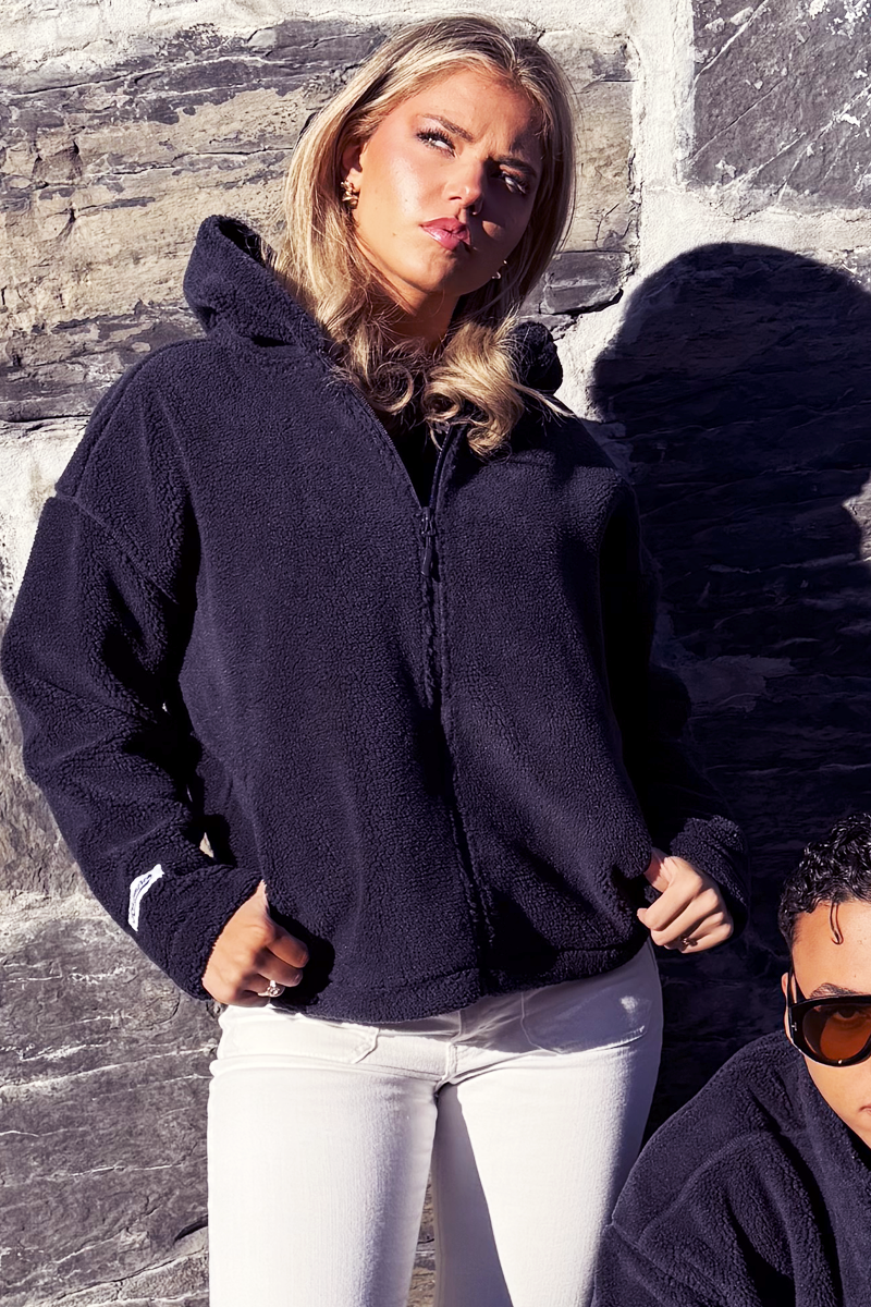 Plush Fleece Hoodie Navy