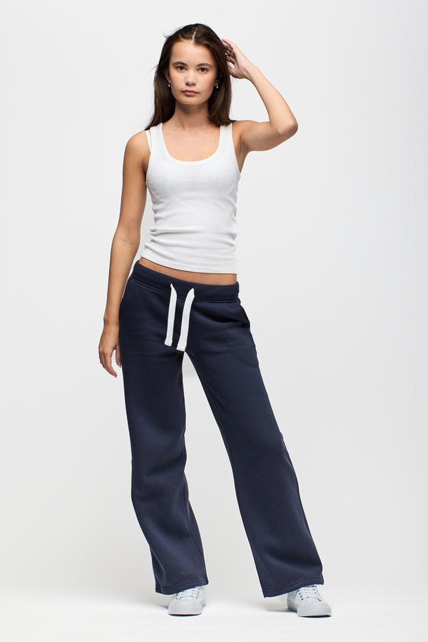 NAVY BLUE SWEATPANTS WITH WHITE STRIPES - RETRO GIRLS LOOSE FIT main image 1